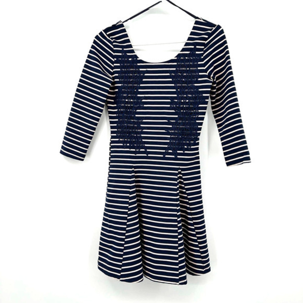 NWT Free People size XS navy combo striped mini dress nautical and knotty